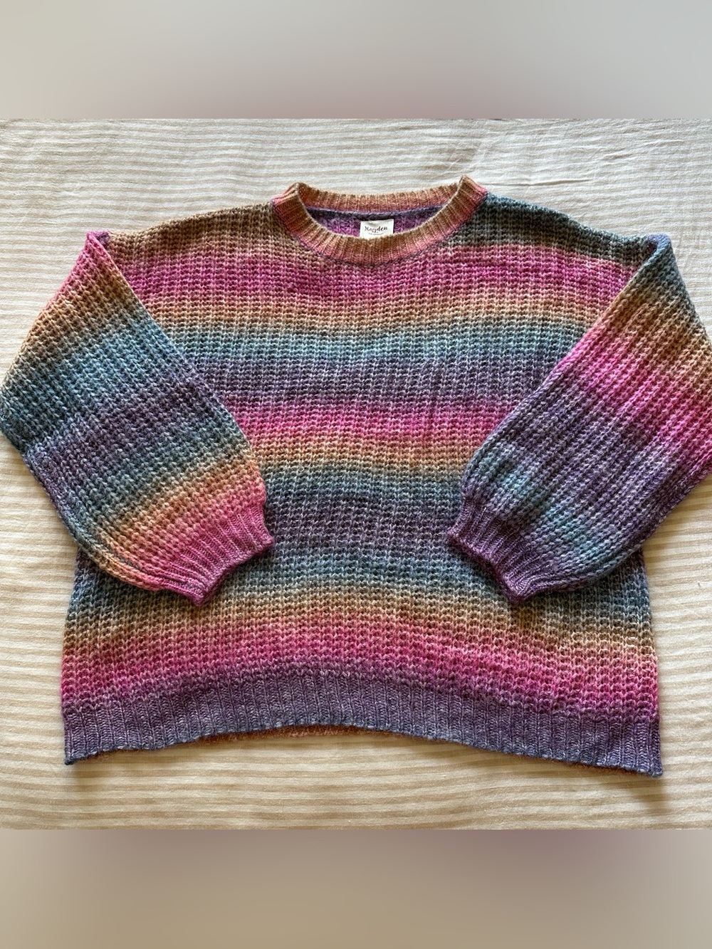 hayden la candy colored stripes chunky knit sweater / size xl